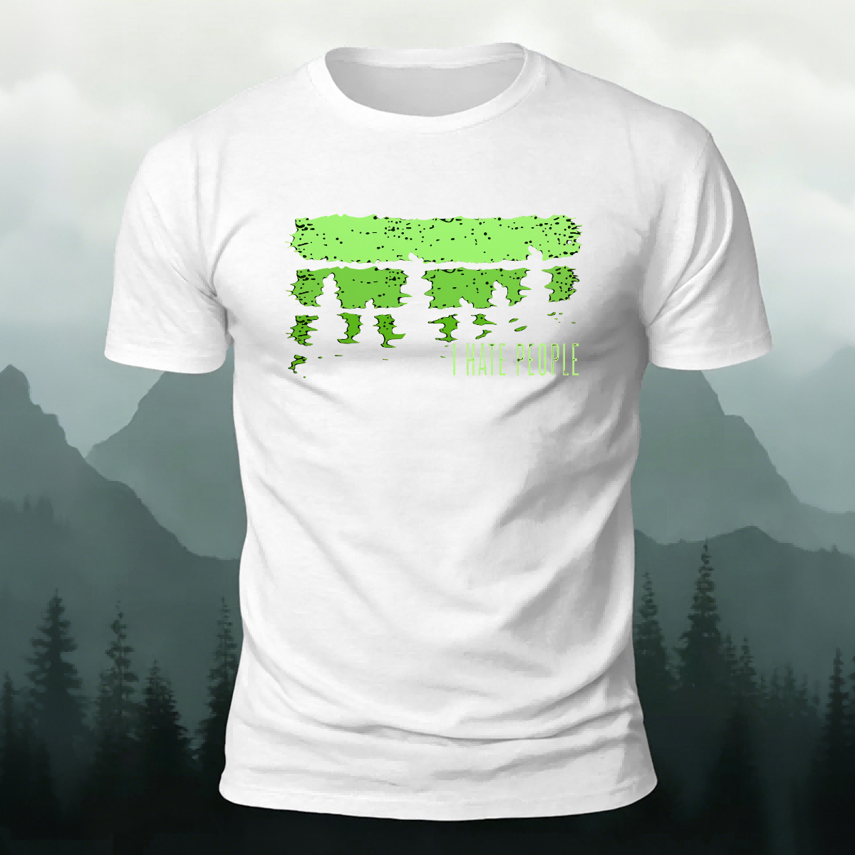 Green Printed Fashion Outdoor Breathable Material Tee White