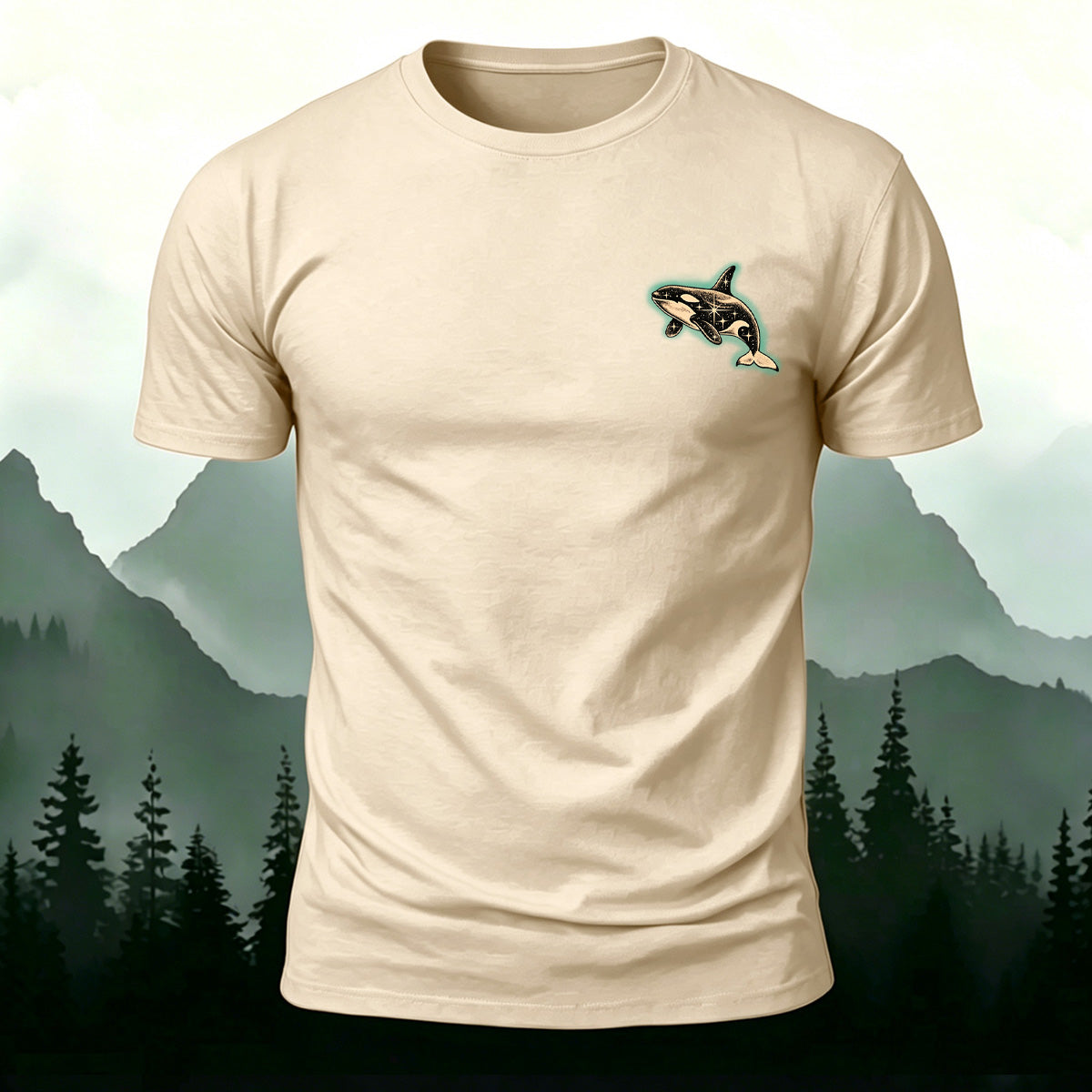 Ocean Whale Pattern Skin-friendly Minimalist Style T-Shirt