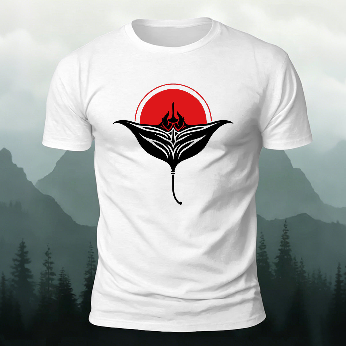 Manta Ray Red Sun Nature Skin-Friendly T-Shirt