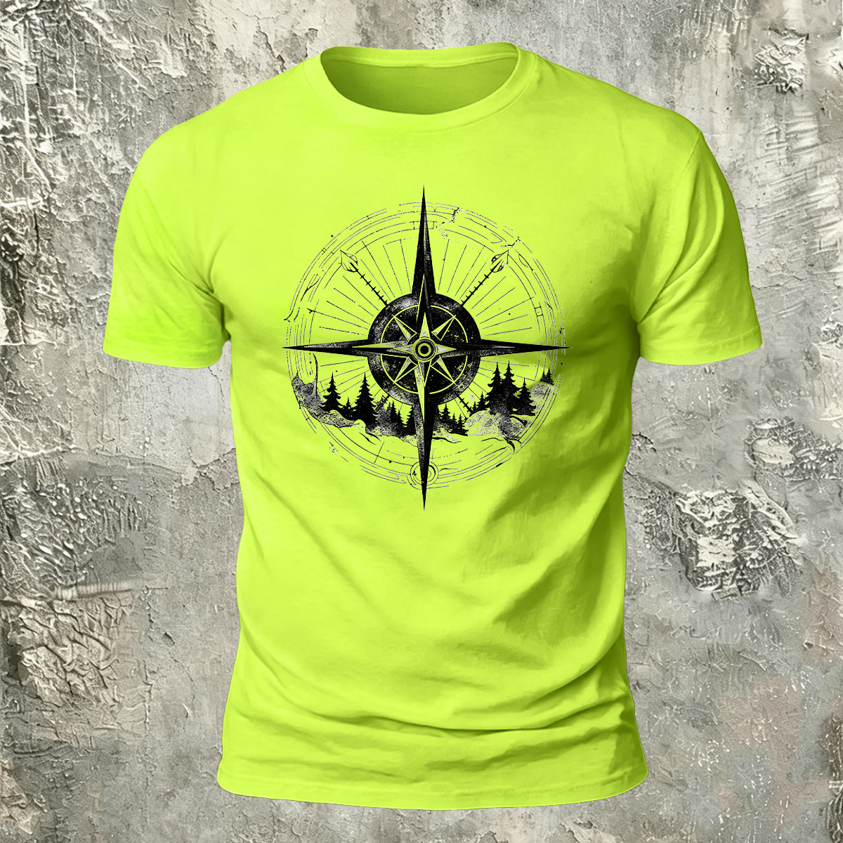 Minimalist Compass Skin-Friendly Round Neck T-Shirt