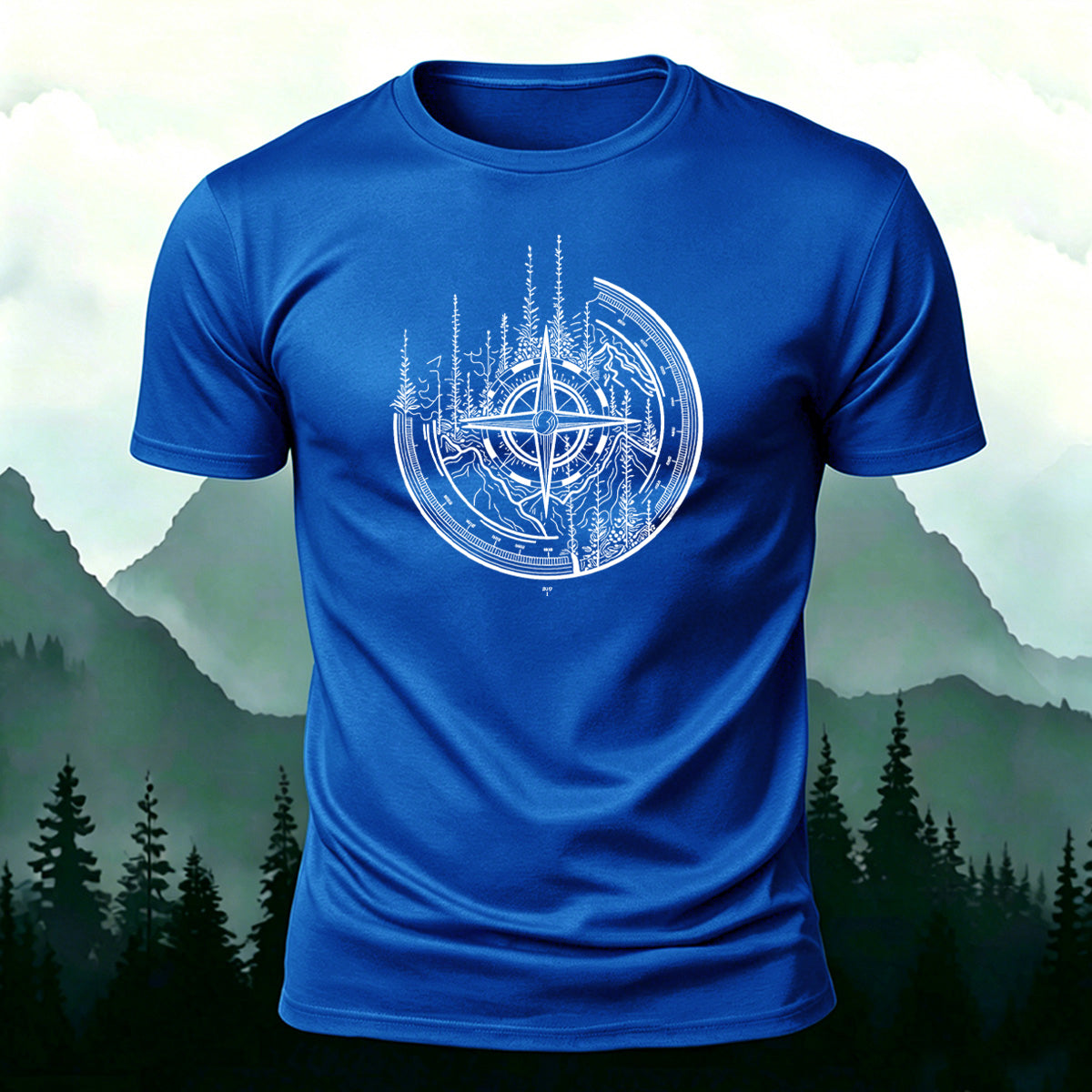 Design-style Pattern Outdoor Trendy Premium Cotton Tee Blue