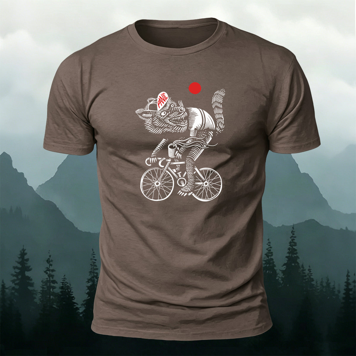 Wolf Riding Silhouette Print Casual Cotton T-Shirt