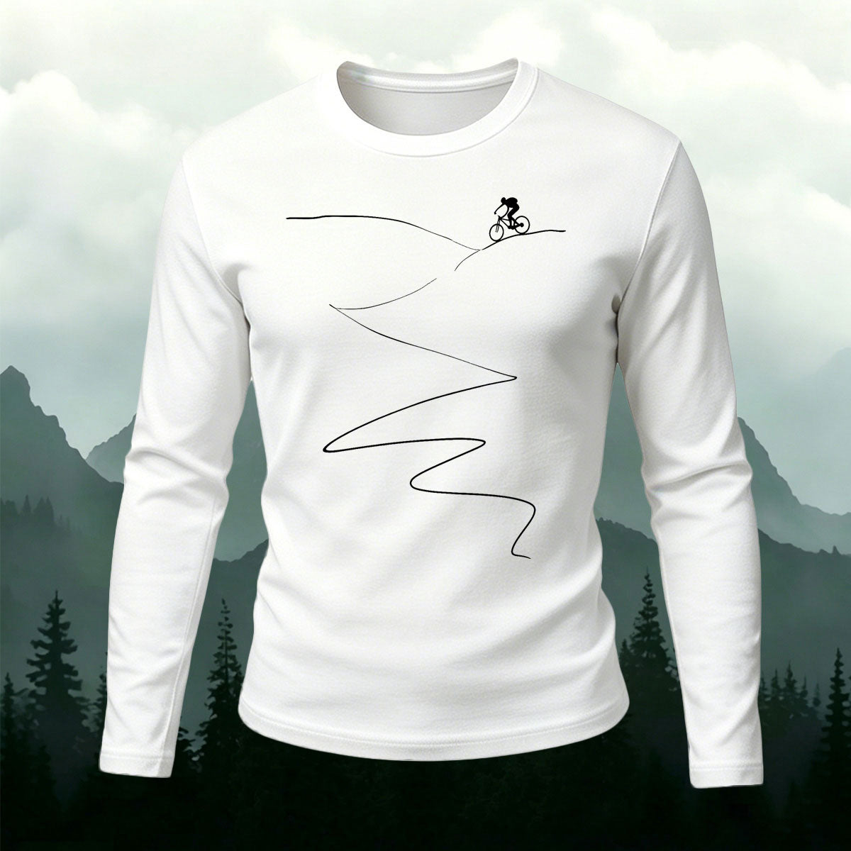 Cycling Lines Outdoor Casual Long-Sleeve Cotton Tee