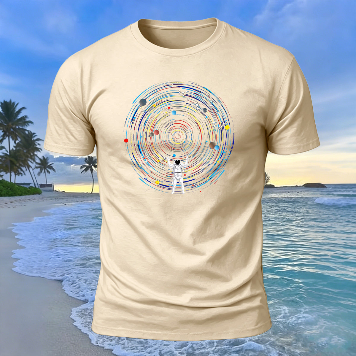 Space Astronaut Print Casual Premium Cotton T-Shirt