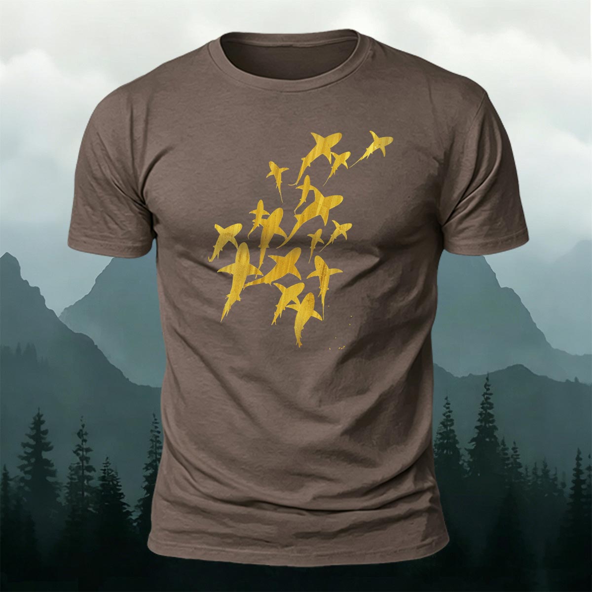 Fun Flying Fish Pattern Fashion Skin-friendly T-shirt