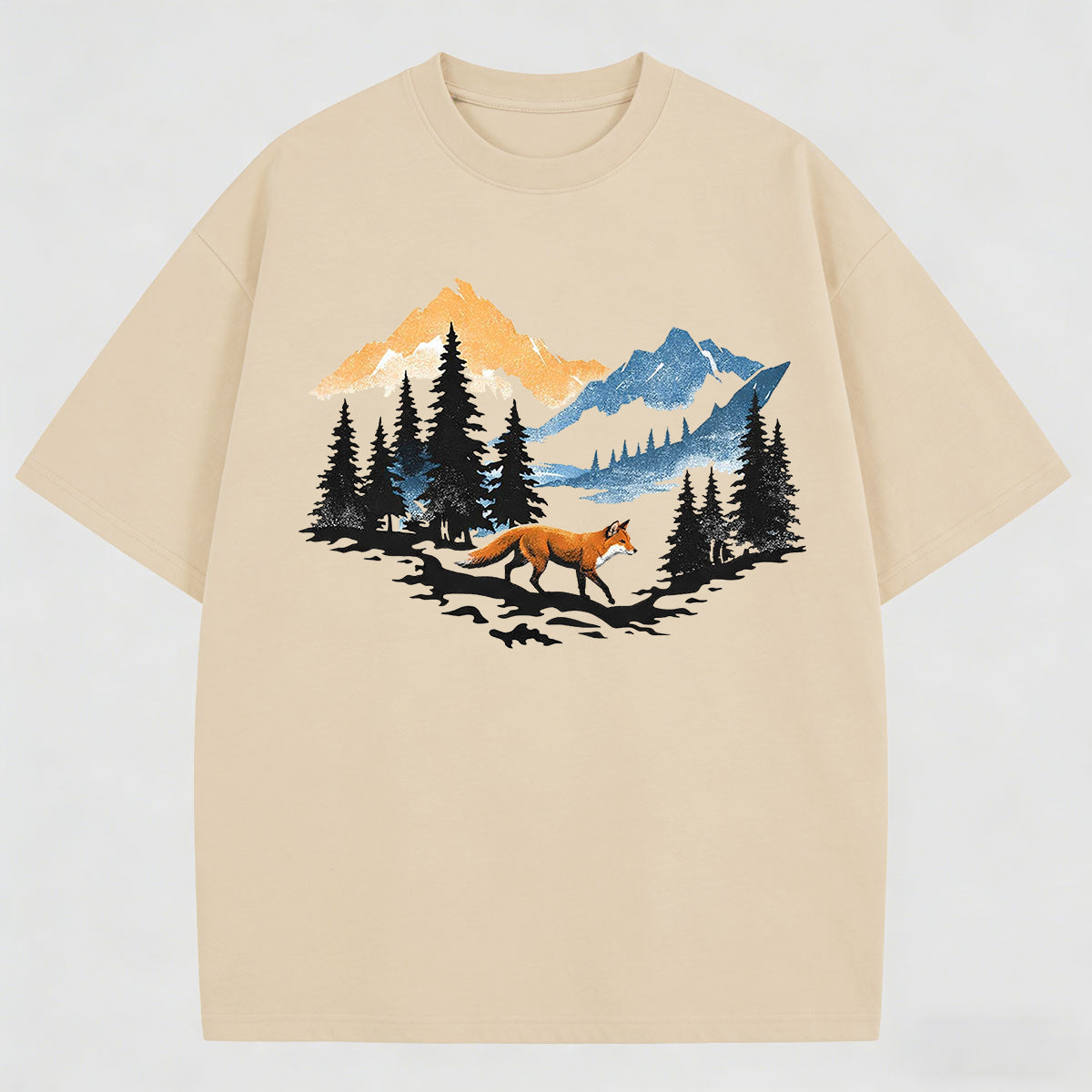Men's Beautiful Landscape Painting Print Cotton T-Shirt