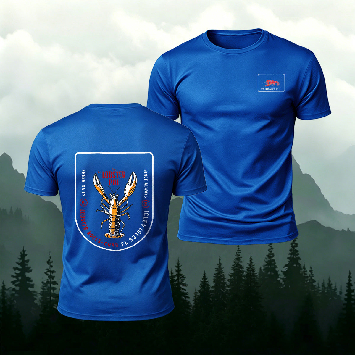 Cartoon Lobster Print Casual Premium Cotton T-Shirt