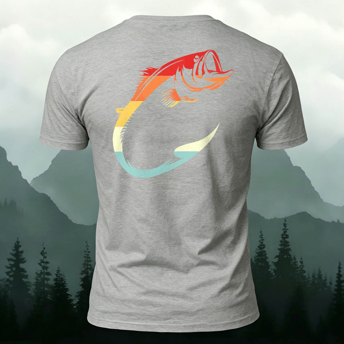 Fish Hook Print Simple Outdoor 100% Cotton T-Shirt