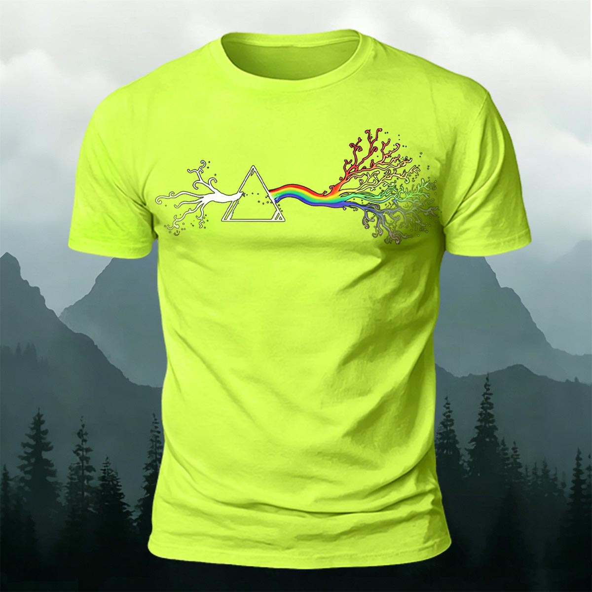 Colorful Tree Print Premium Cotton Round Neck T-Shirt NG