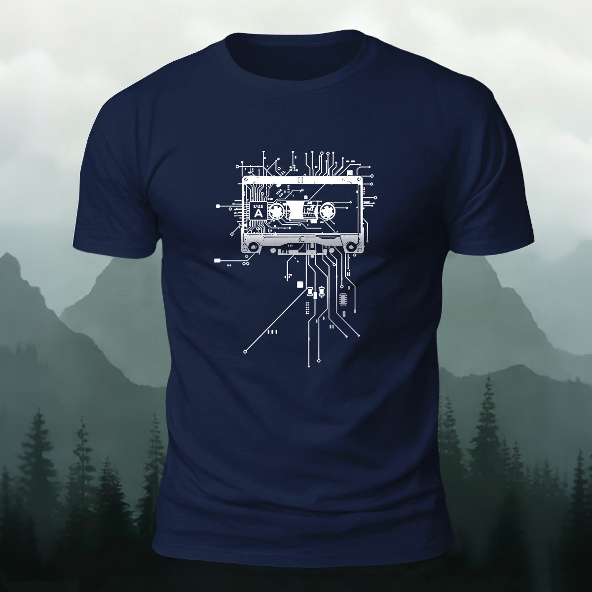 Minimalist Equipment Wiring Print Premium Cotton T-Shirt