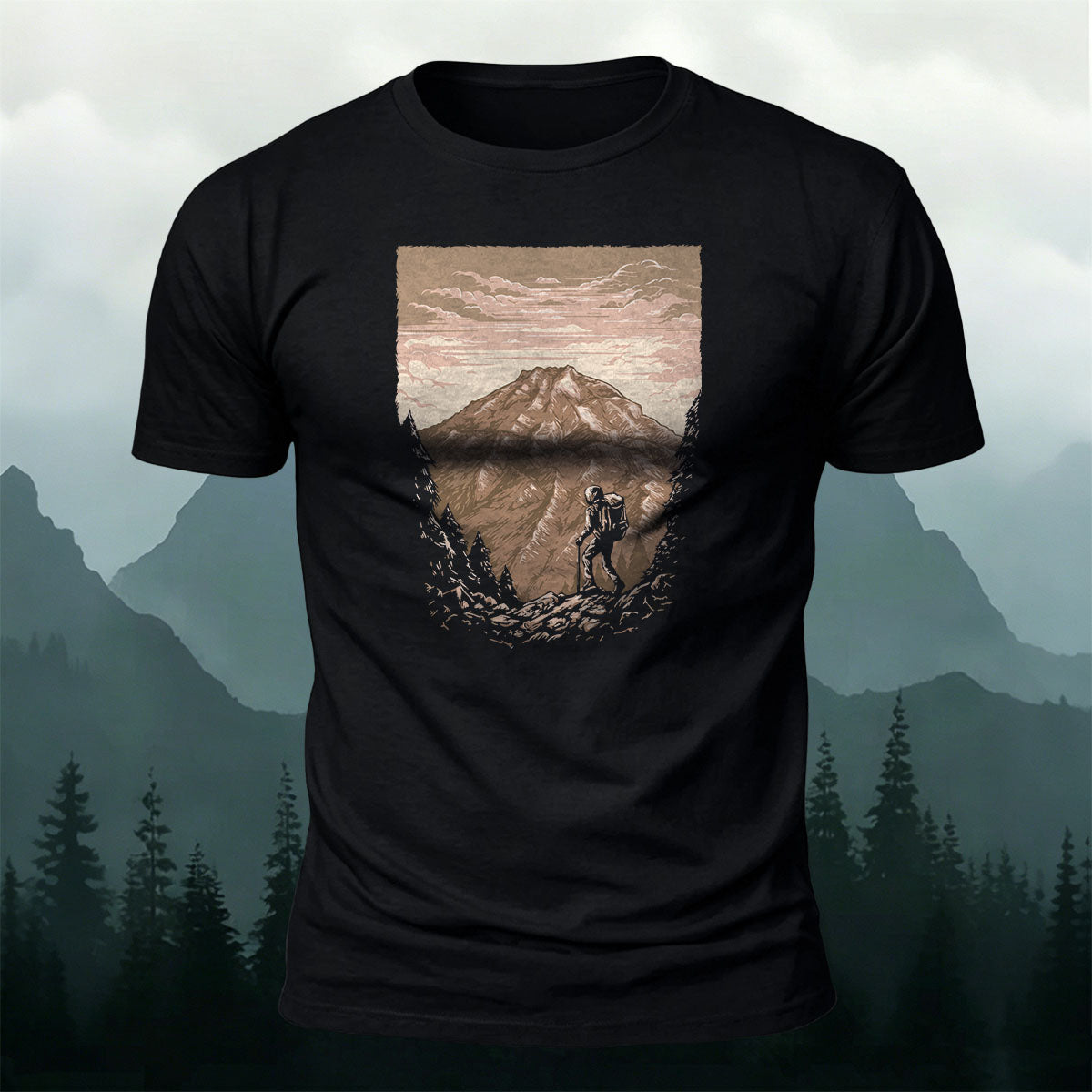 Mountaineer Art Print Casual Cotton T-Shirt