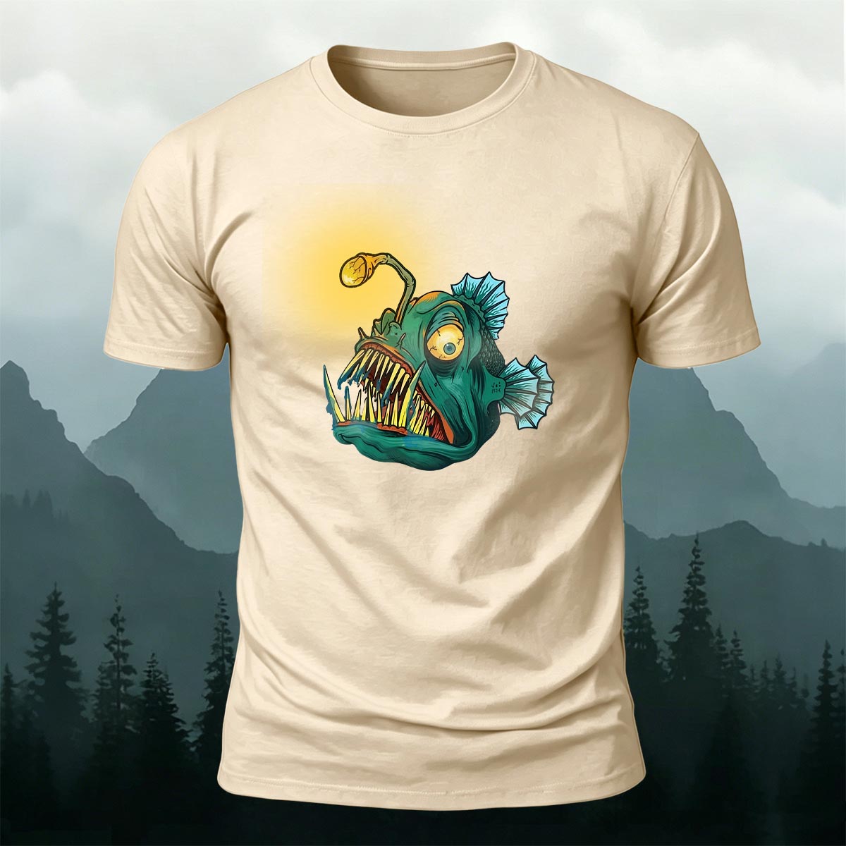 Fun Lantern Fish Graphic Fashion Premium Cotton Tee