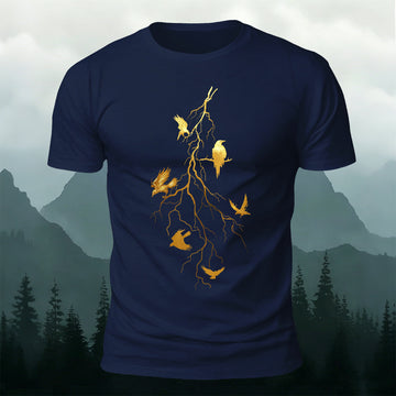 Dead Branches and Crows Print Casual 100% Cotton T-Shirt
