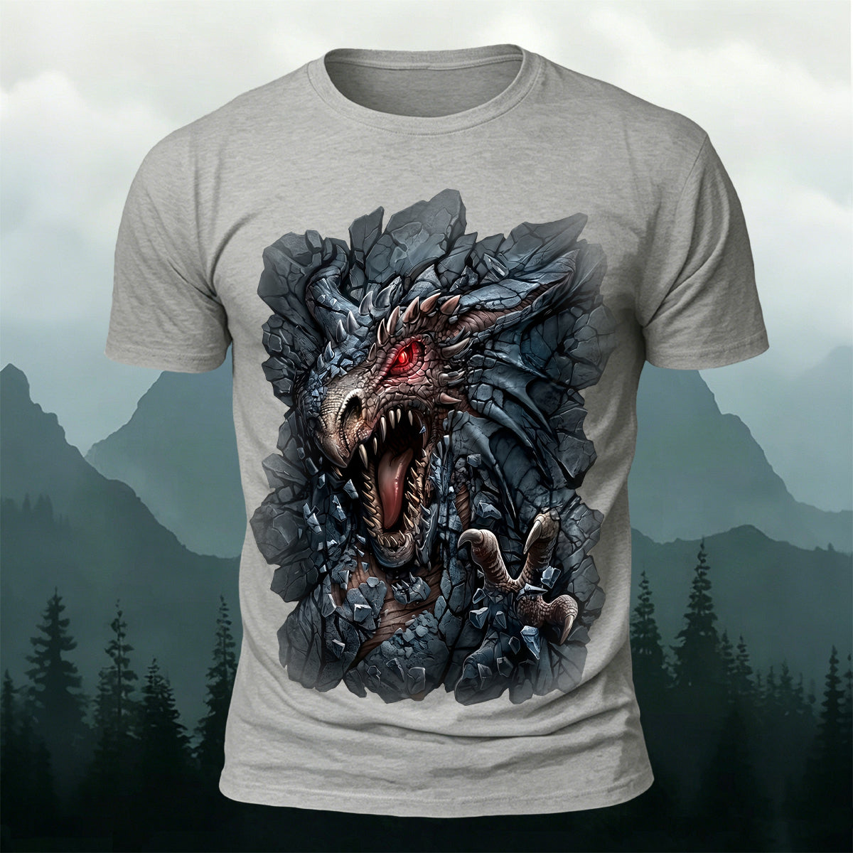 Dragon Print Vintage Fantasy Casual T-Shirt