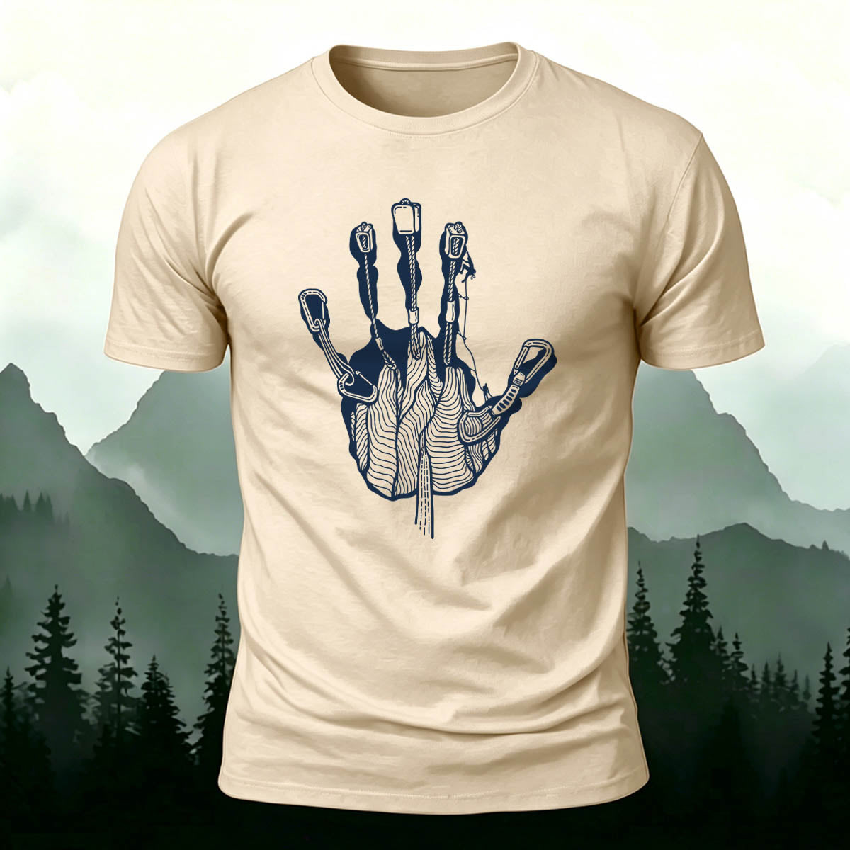 Rock Climbing Handprint Casual 100% Cotton T-Shirt