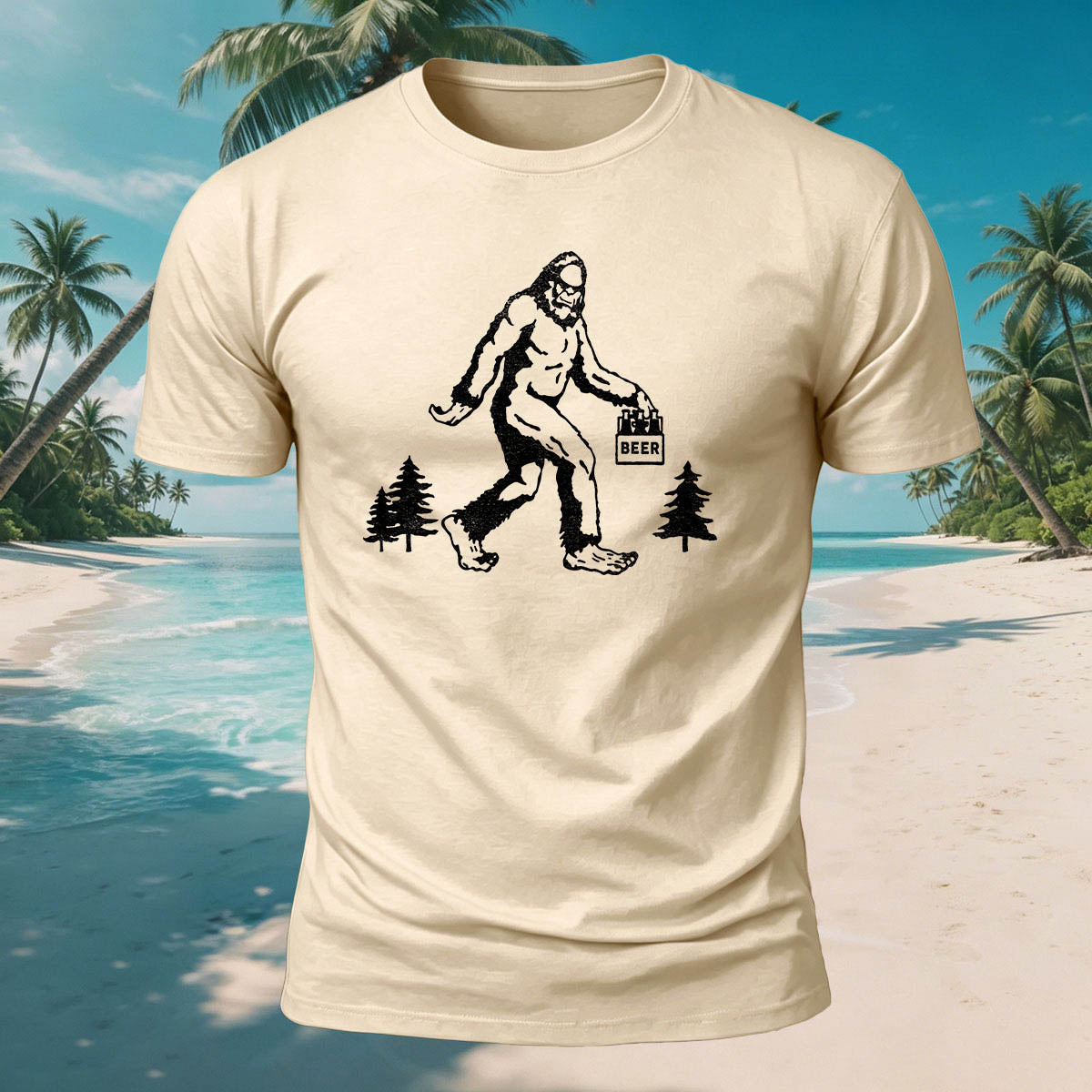 Gorilla Carrying Beer Print Casual Breathable Cotton T-Shirt