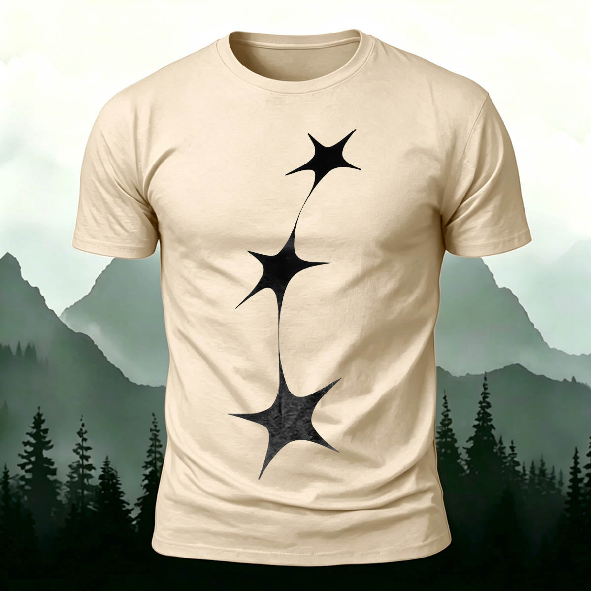 String of Stars Print Versatile Cotton T-Shirt