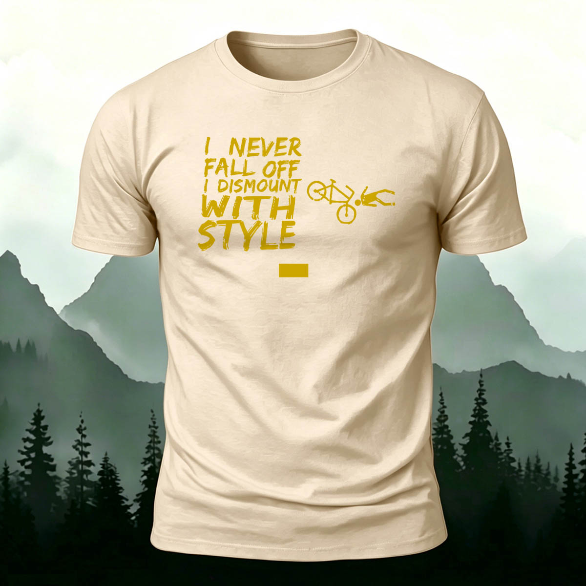 Cotton I Never Fall Off Printed Outdoor Cycling T-Shirt