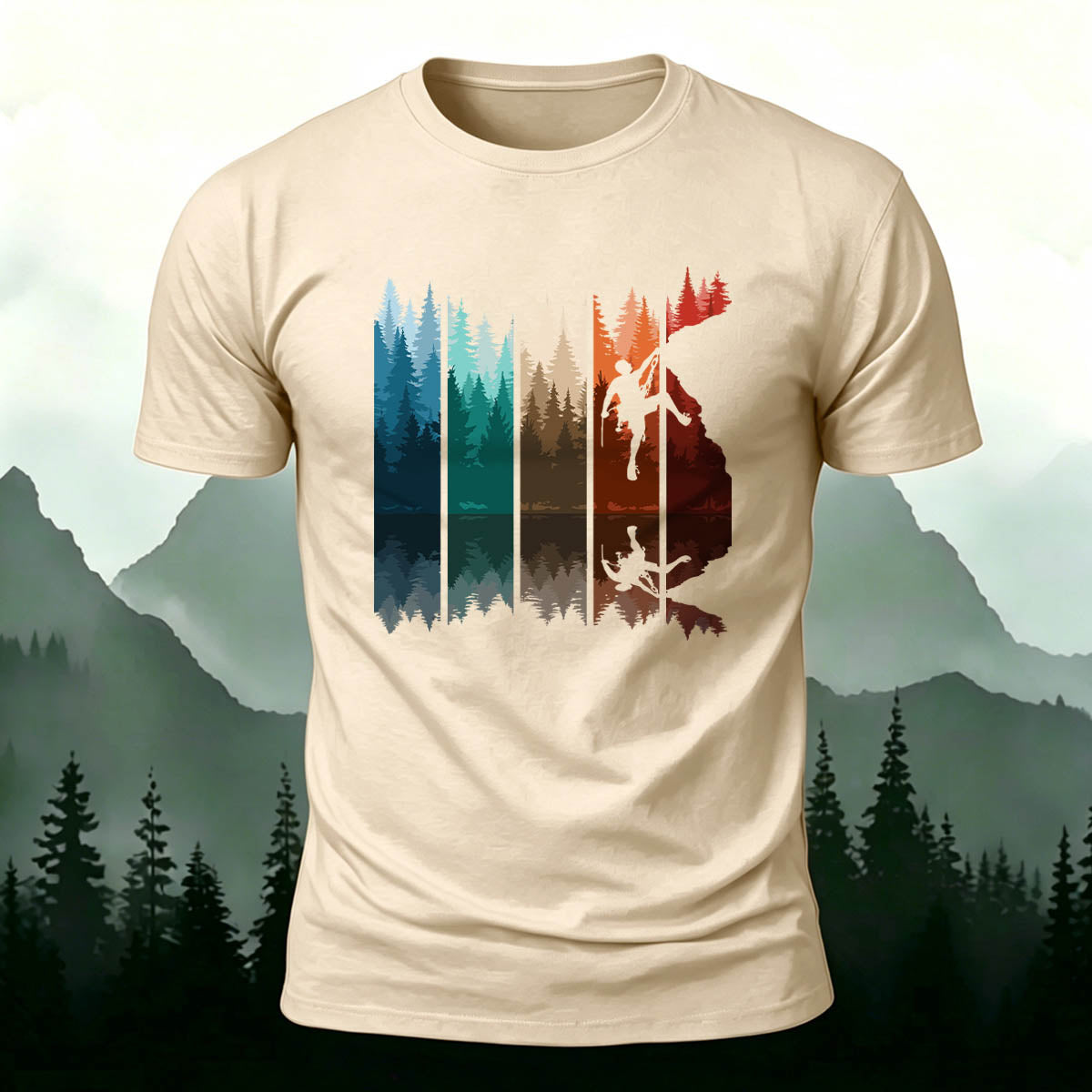Colorful Adventure Mountain Print Outdoor Cotton T-Shirt