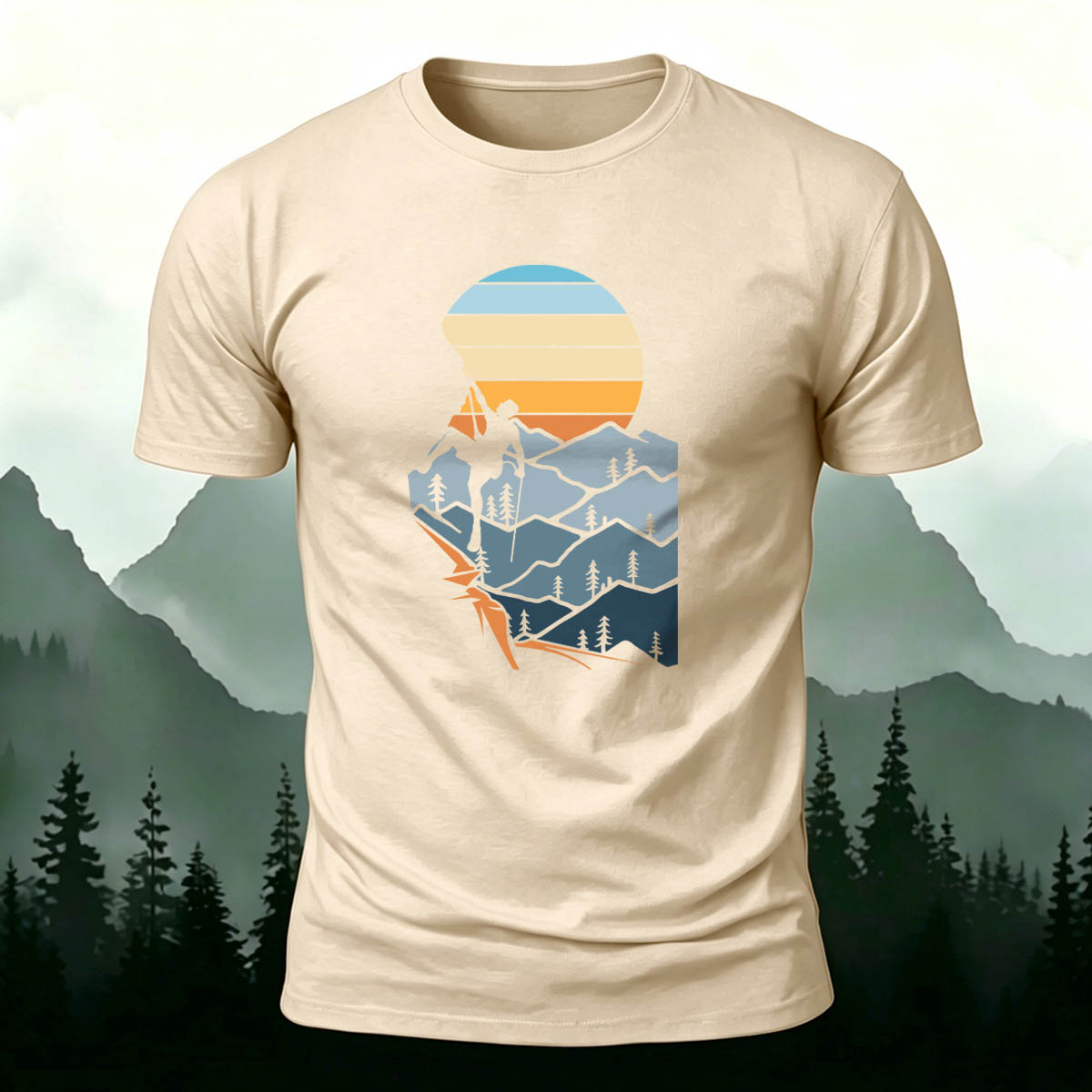Outdoor Hiking Enthusiasts Adventure Print Cotton Tee