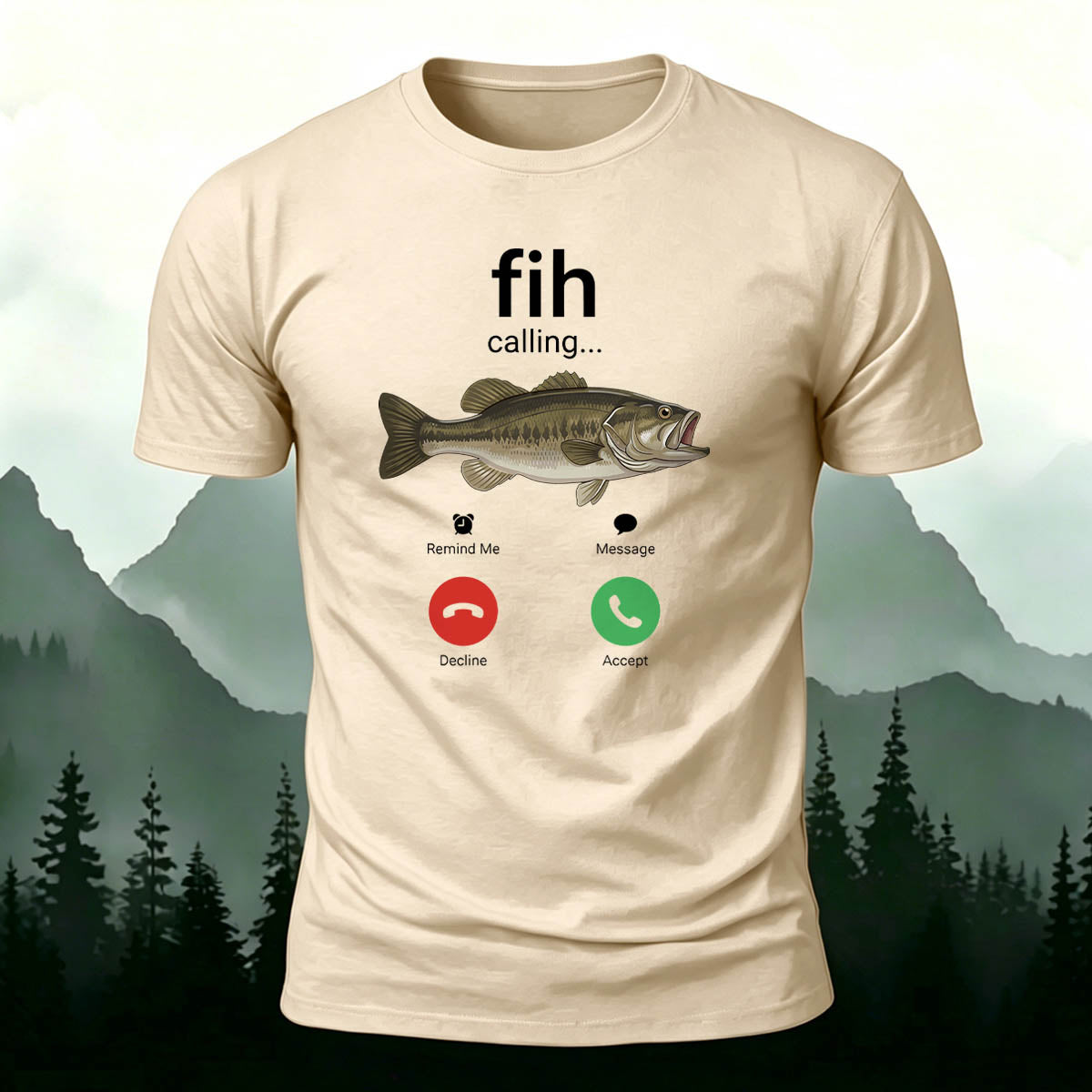 Fun Fishing Phone Casual Breathable T-Shirt