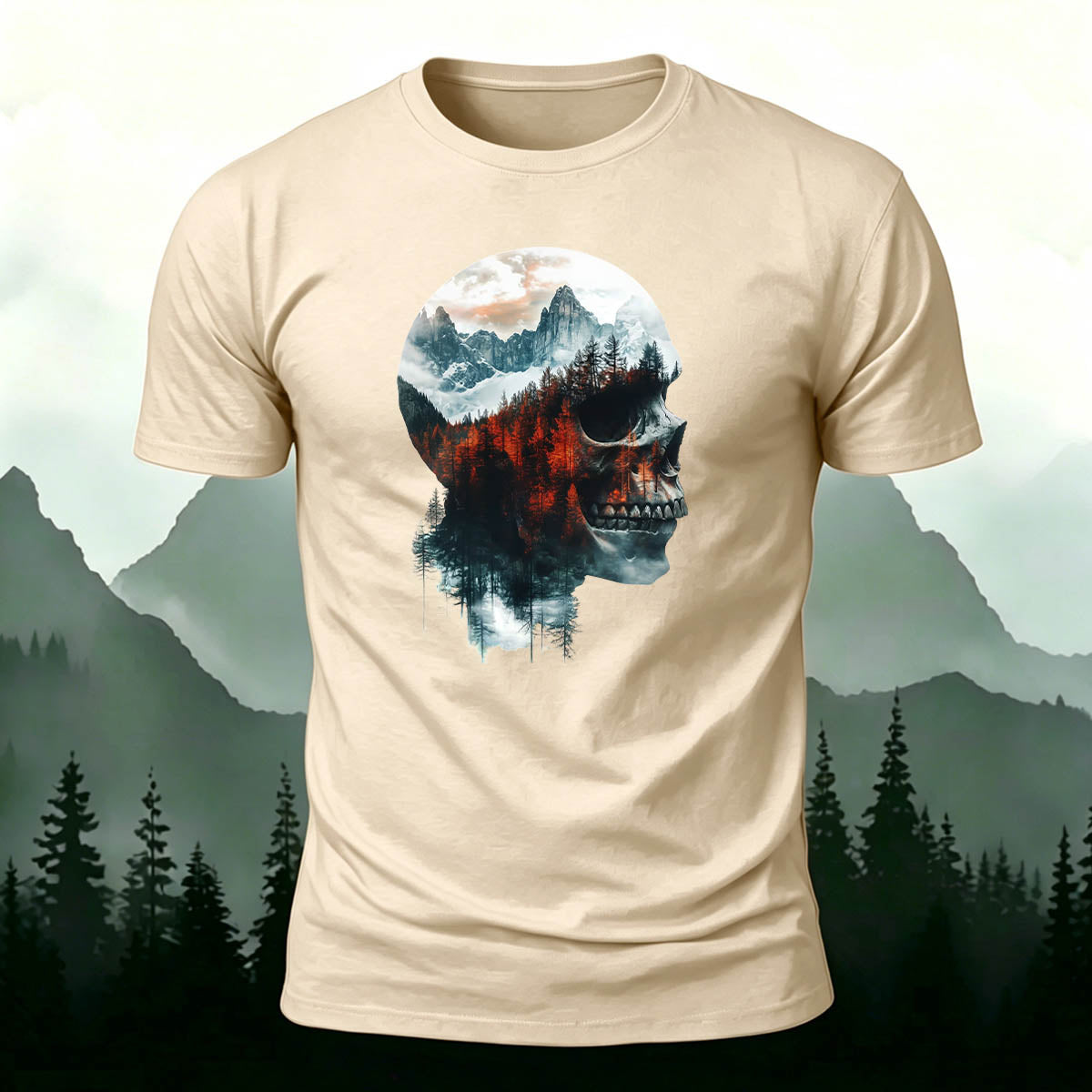 Skull Art Landscape Print Unisex Cotton T-Shirt