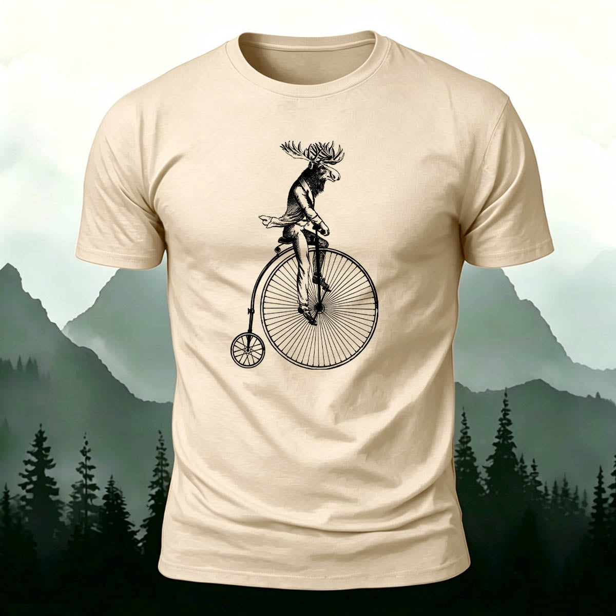 Divine Deer Acrobatic Cycling Print Casual Cotton T-Shirt