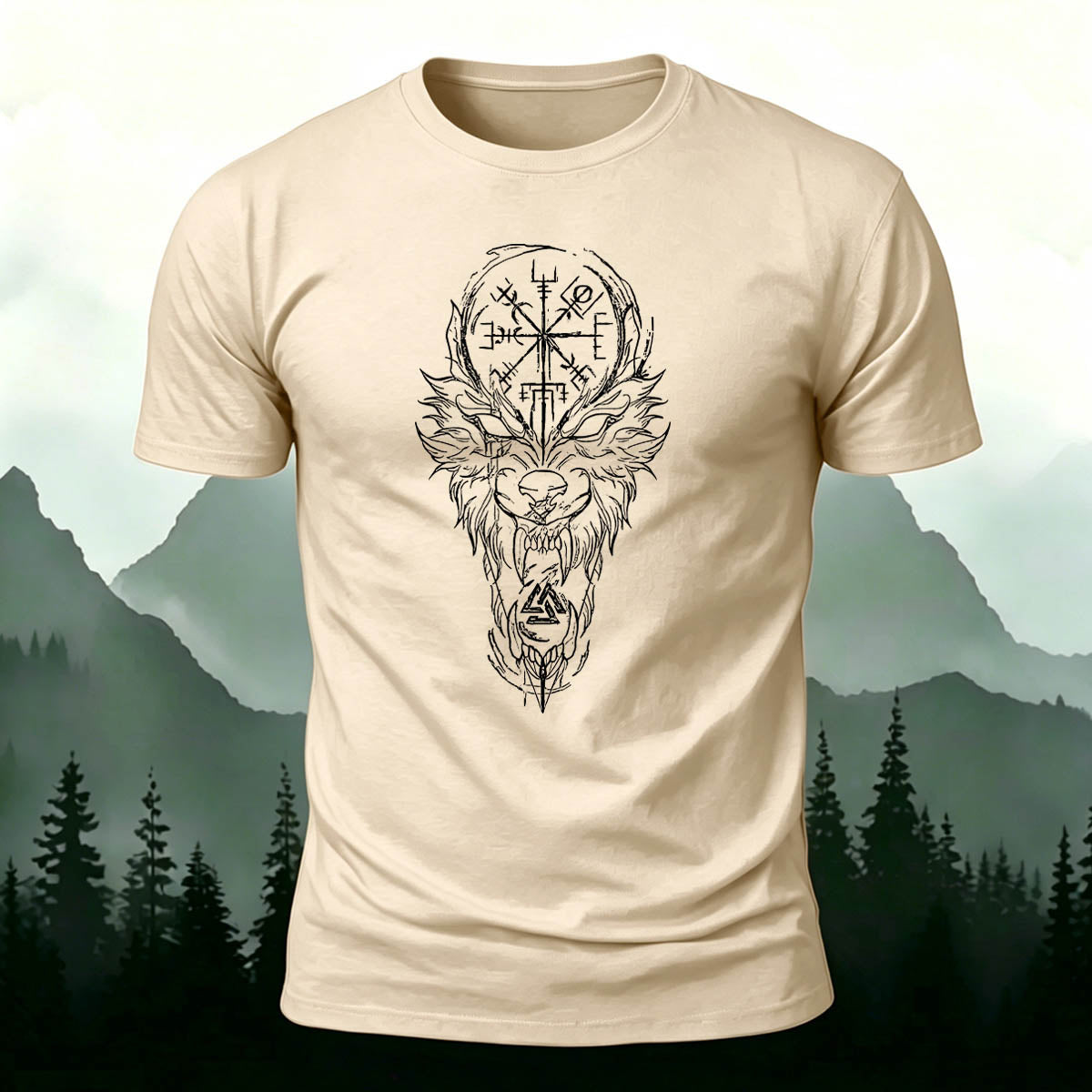 Vintage Tribal Sketch Totem Casual Cotton T-Shirt