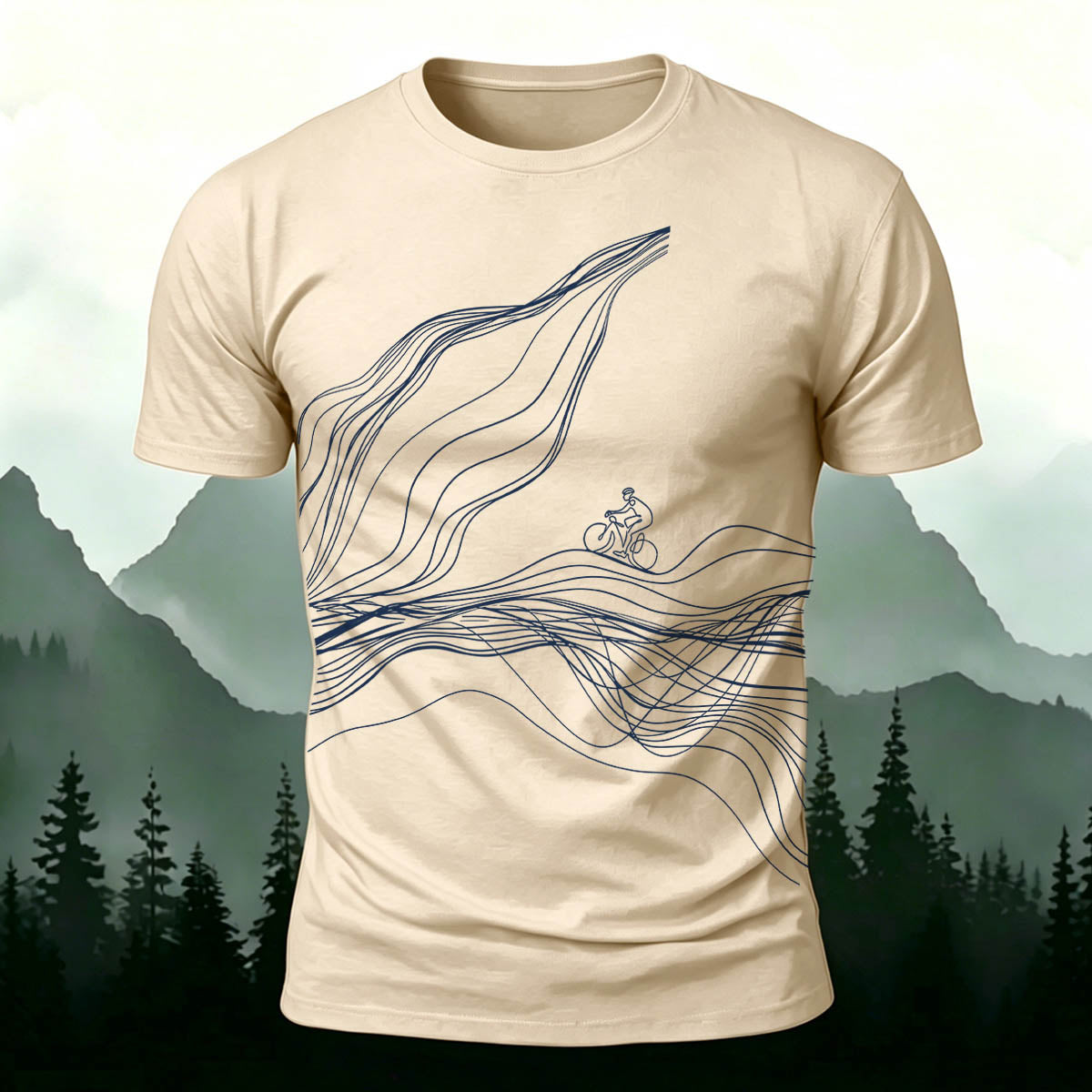 Sublimation  Line Art Cycling Graphic Casual Tee