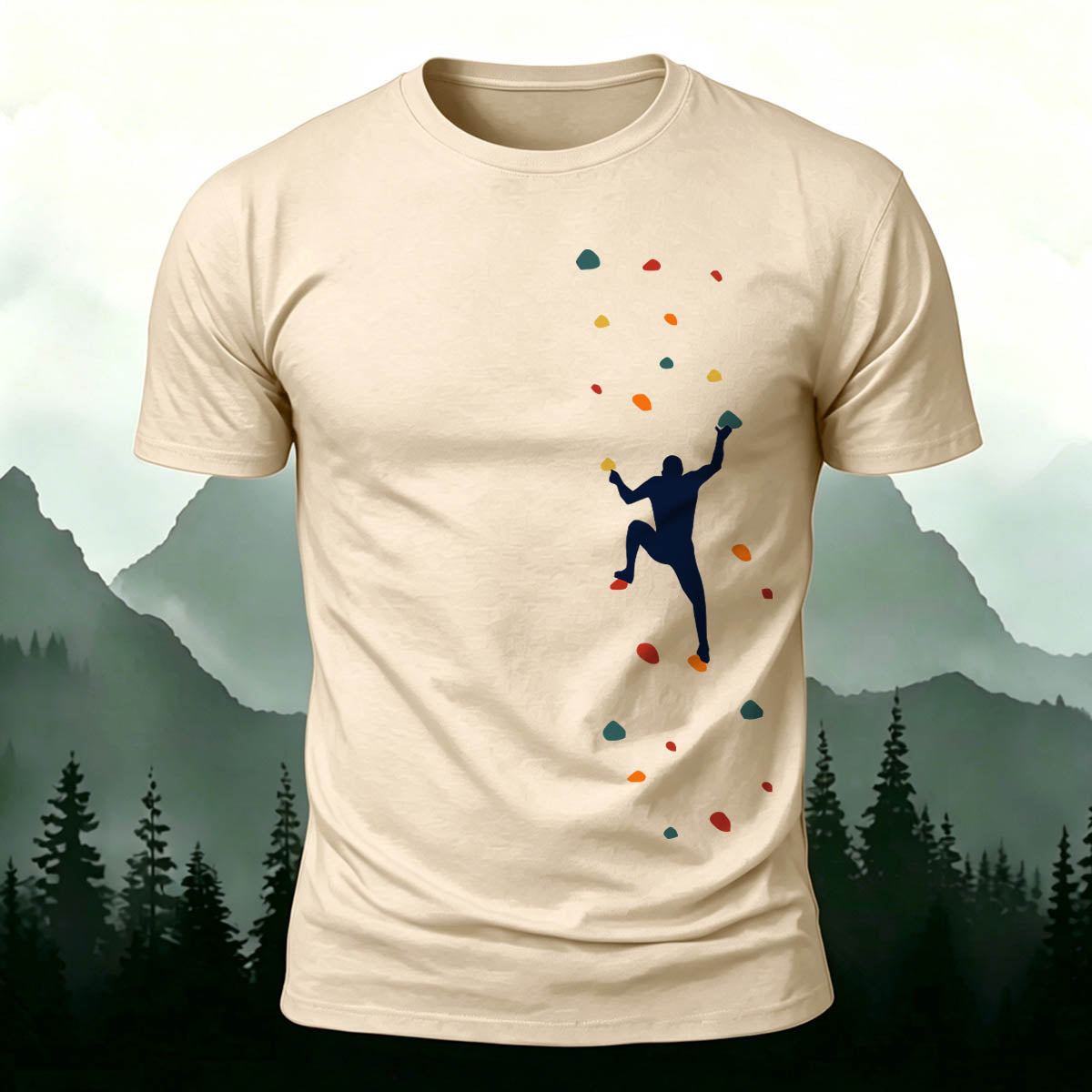 Rock Climbing Print Outdoor Cotton T-Shirt
