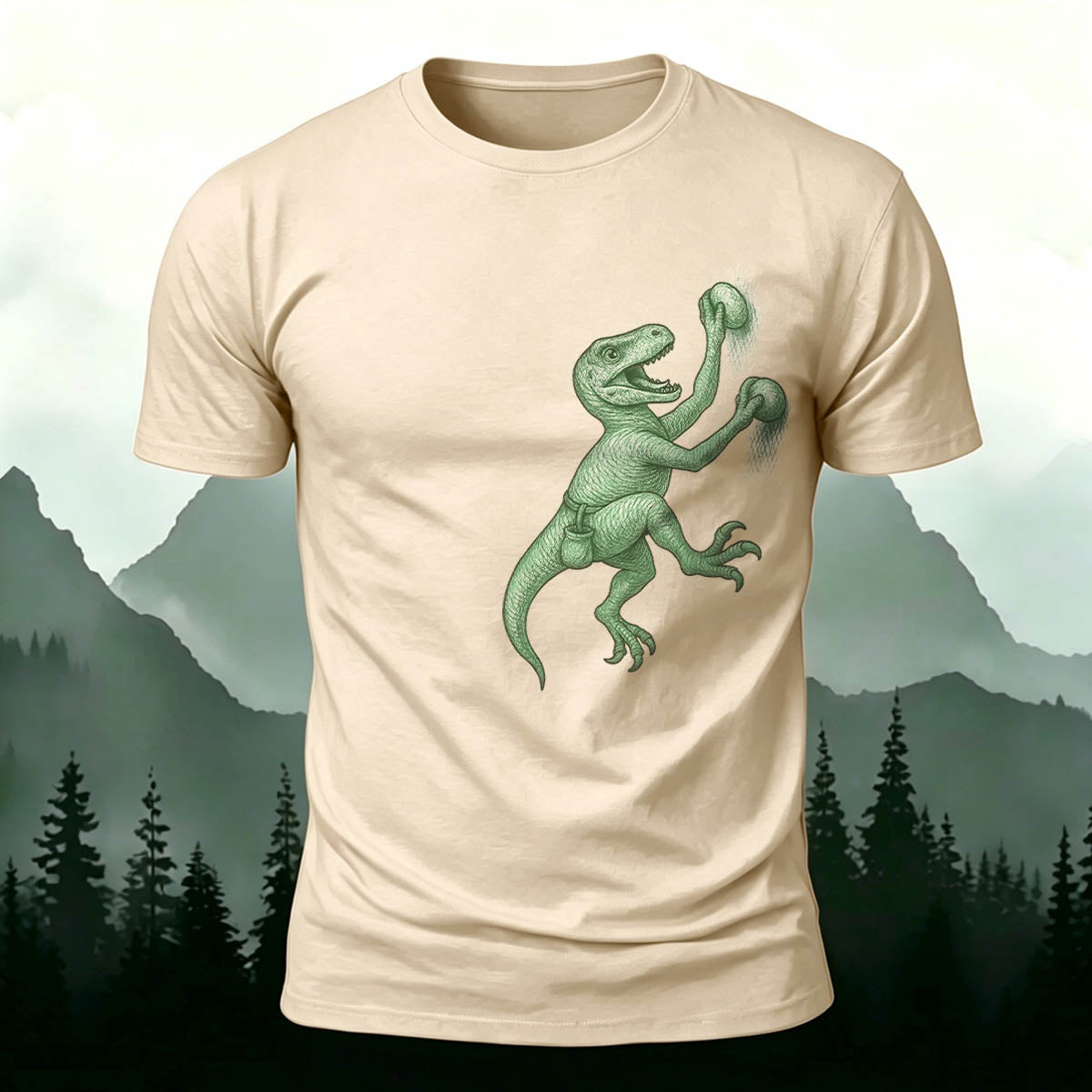 Dinosaur Climbing Fun Print Outdoor Breathable T-Shirt