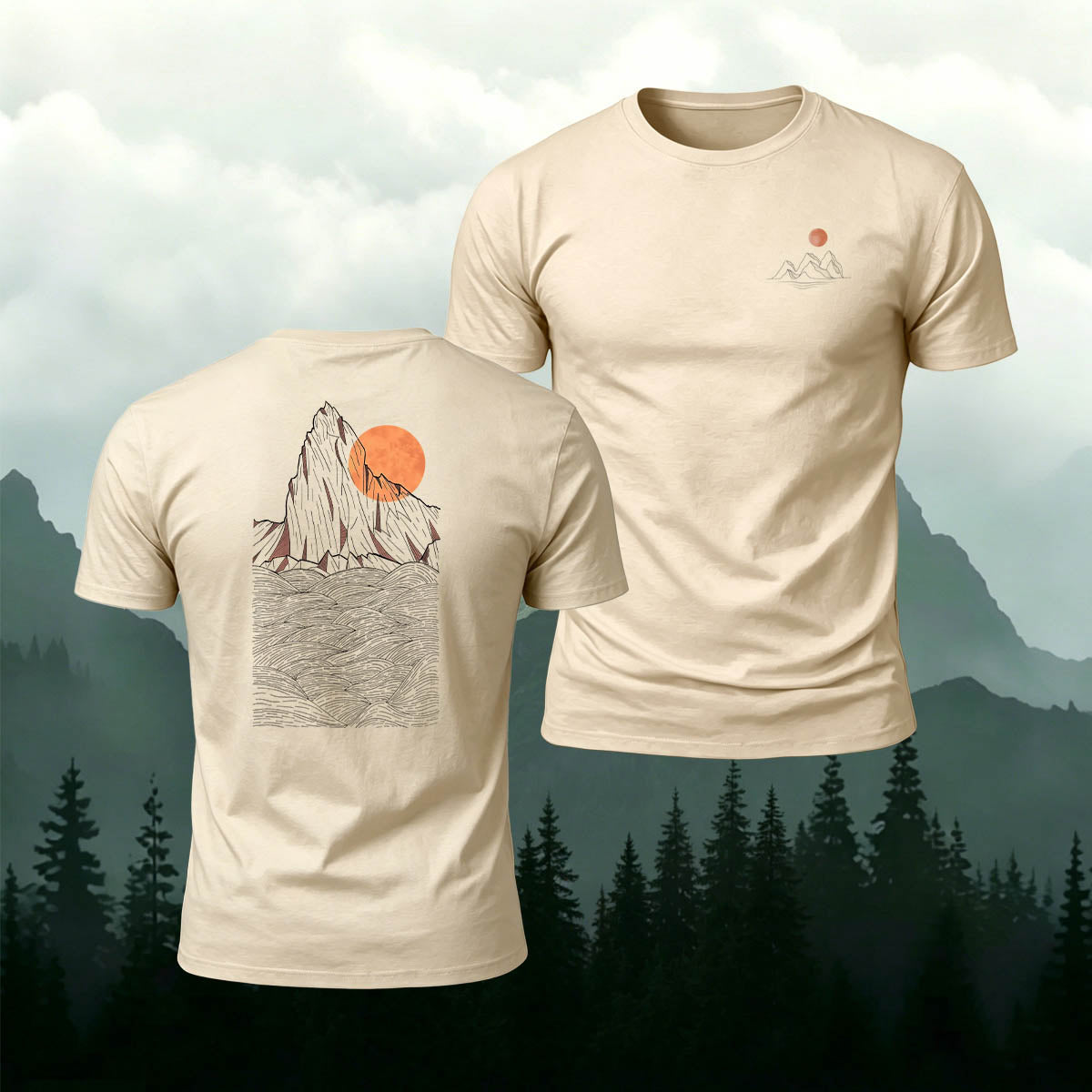 Mountain Sunset Outdoor Casual Breathable T-Shirt