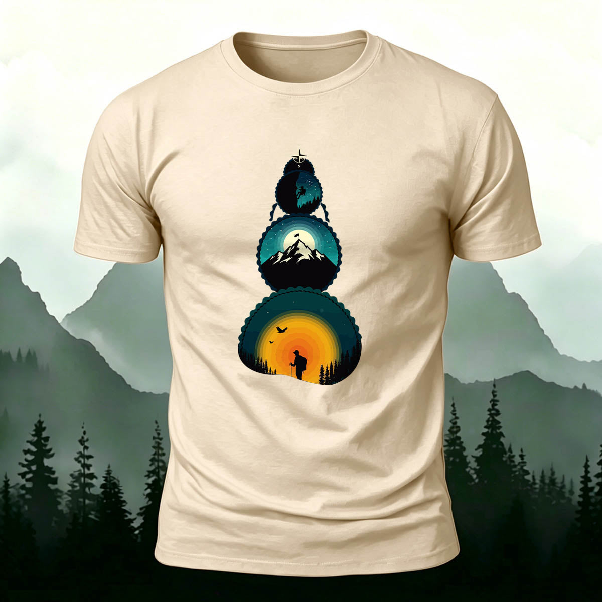 Art of the Snow-Capped Peaks Printed Casual Cotton Tee