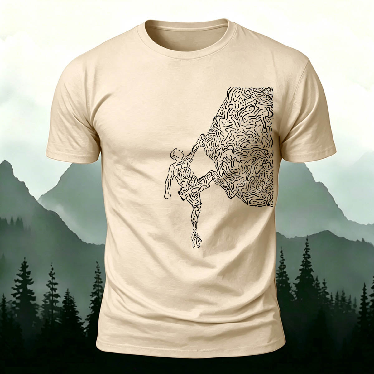 Rock Climbing Artwork Print Casual Cotton T-Shirt