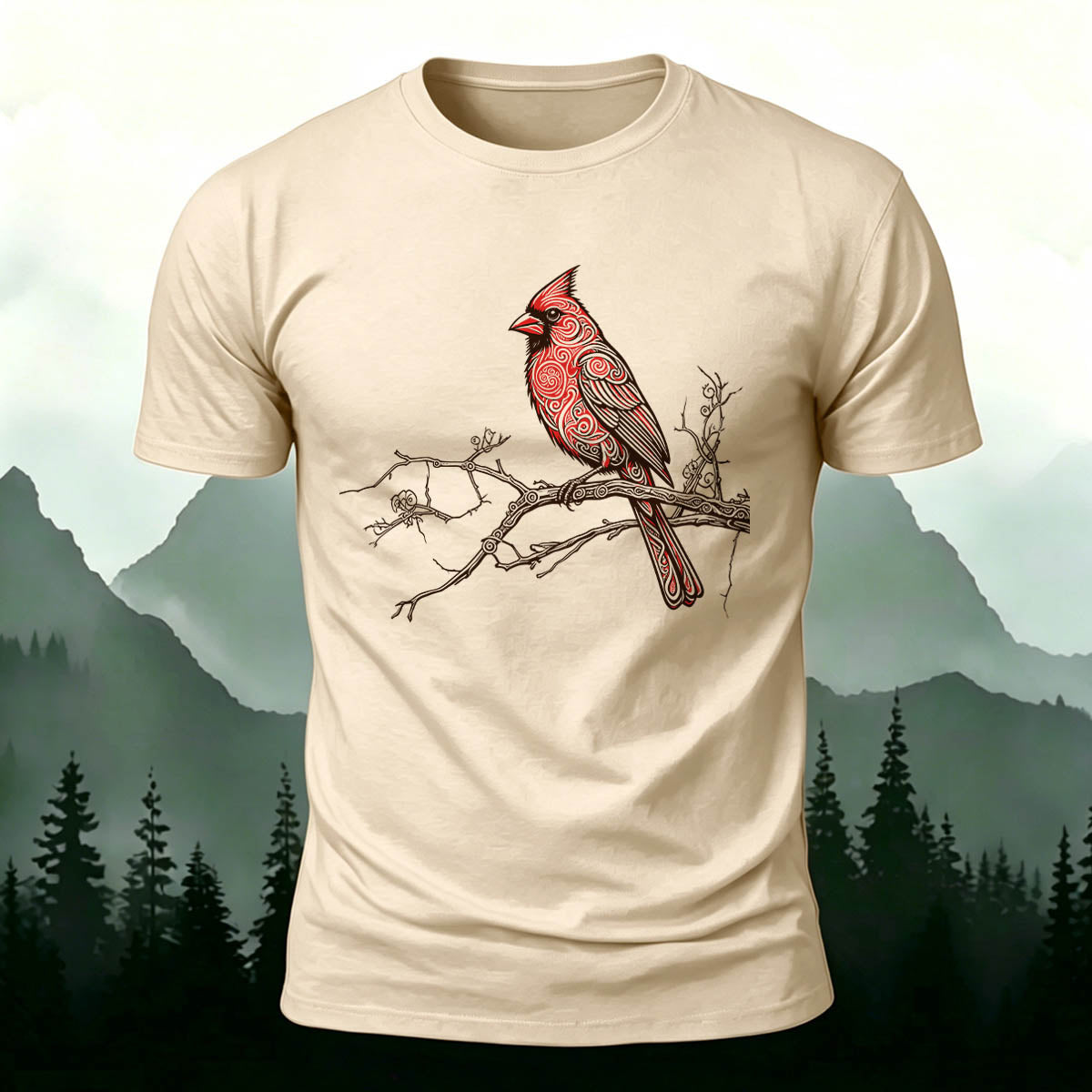 Vintage Red Cardinal Casual 100% Cotton T-Shirt