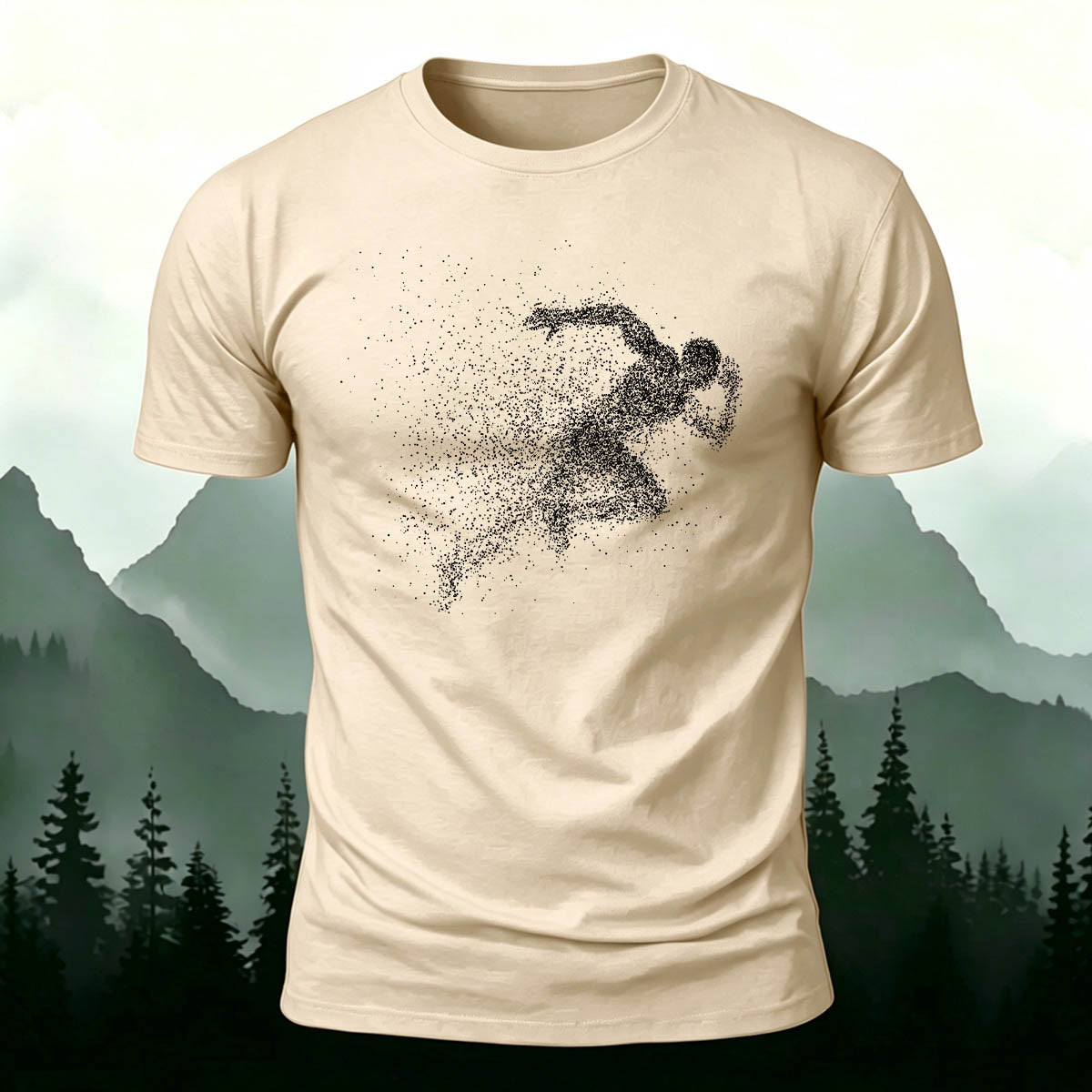 Running Character Print Casual Cotton T-Shirt