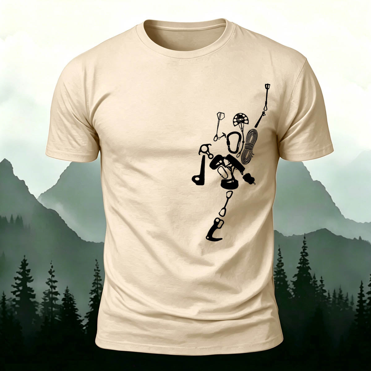 Fun Rock Climbing Print Casual Cotton T-Shirt