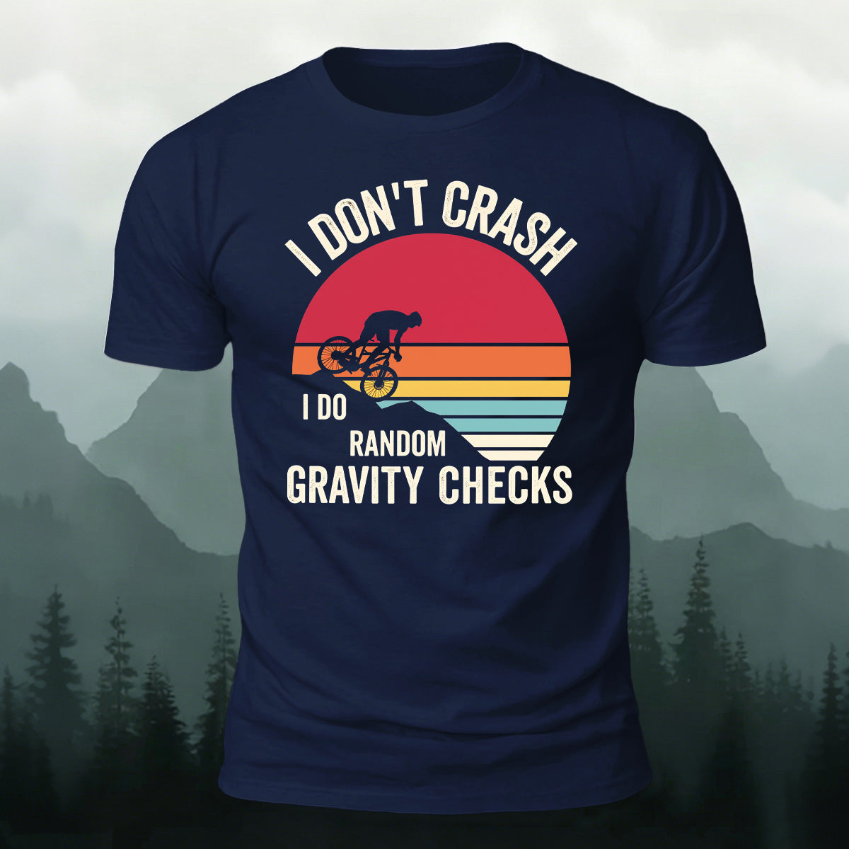 Humorous Cycling Quotes Retro Skin-Friendly T-Shirt Navy