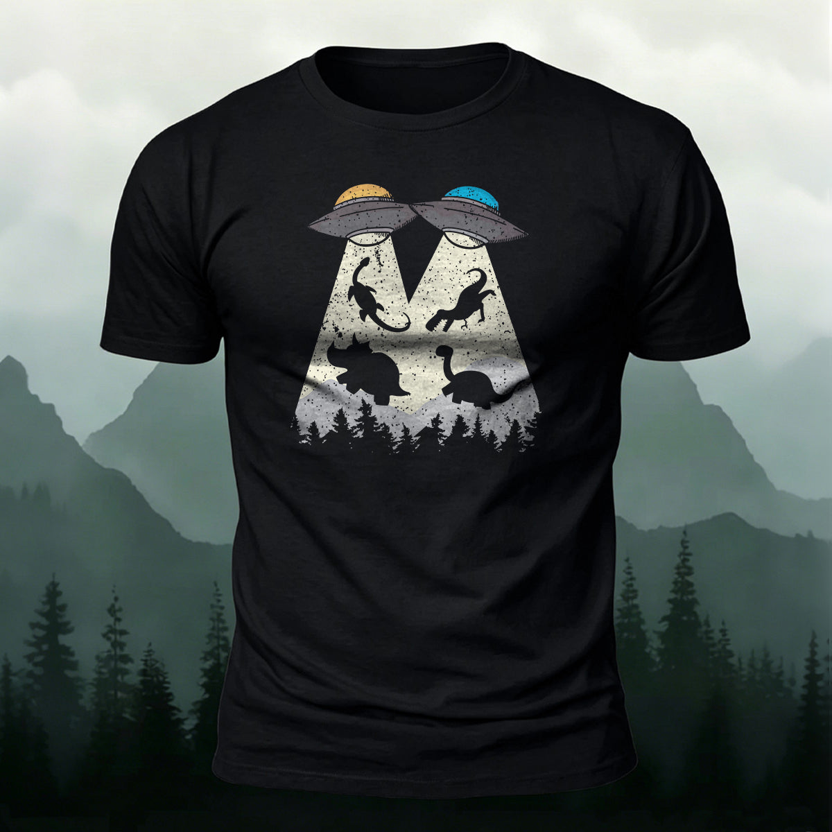 Alien Spaceship Design Casual Cotton T-Shirt