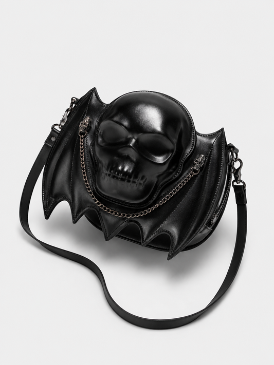 Women's Creative Bat-Inspired Skull-Print Crossbody Bag
