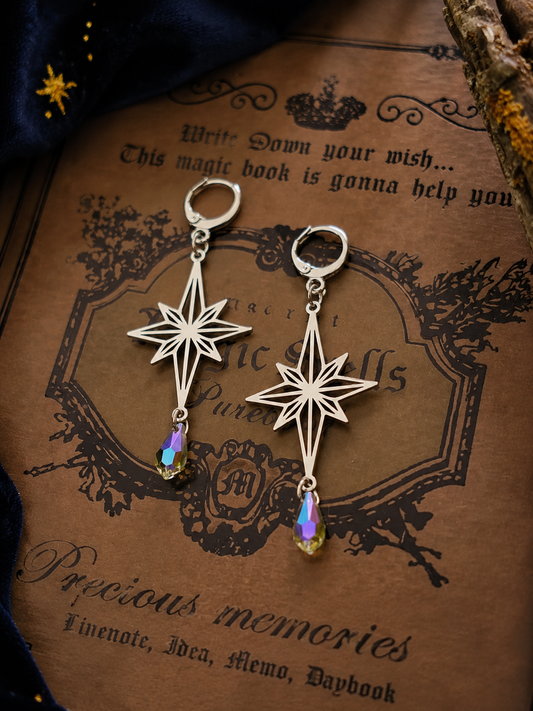 Ancient Mystical Star-Shaped Colored Crystal Gothic Earrings