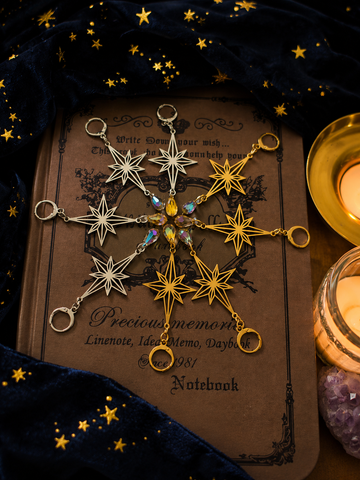 Ancient Mystical Star-Shaped Colored Crystal Gothic Earrings