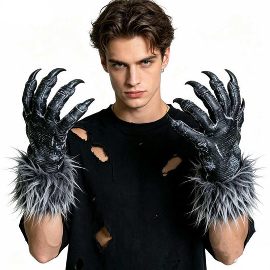 Latex Furry Wolf Claw Halloween Gloves
