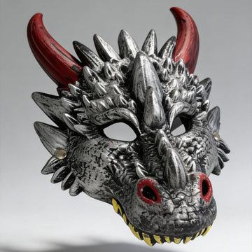 PU Silver Dragon Halloween Cosplay Mask
