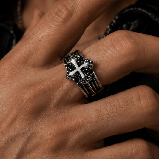 Stainless Steel Cross Vintage Open Ring