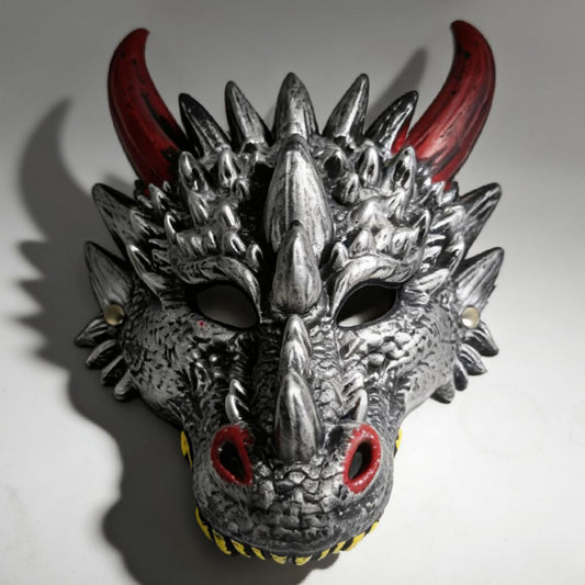 PU Silver Dragon Halloween Cosplay Mask
