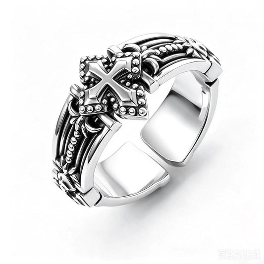 Stainless Steel Cross Vintage Open Ring