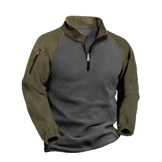 Fleece Colorblock Long Raglan Sleeve Zip Sweatshirt