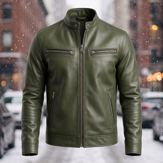 Poly‑Blend Solid Slim Biker Jacket