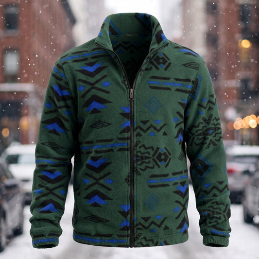Polyester Geometric Loose Fleece Jacket